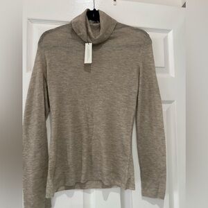 Women's Beige Cashmere Turtleneck Sweater Size L